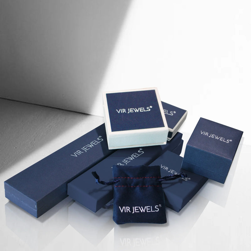 Gift packaging for 1/2 CTTW round Diamond Stud Earrings in .925 Sterling Silver with Rhodium Female Adult by Vir Jewels.