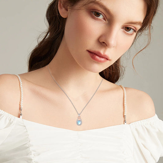 Moonstone Necklace 925 Sterling Silver Teardrop Pendant Necklaces for Women Mom Daughter Niece Wife Birthday Jewelry Gifts